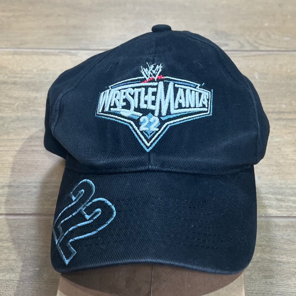 WWE WrestleMania 22 Authentic Black Embroidered Baseball Hat 2006 Chicago